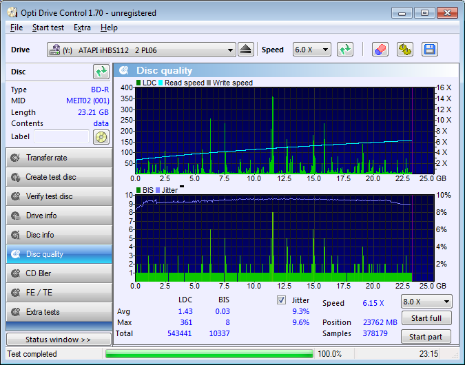 2 Panasonic BD-R 25GB 6x (MEIT02) Pioneer BDR-208 Scan LiteOn iHBS 112.png